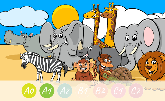 African animals in Polish: online game "Guess the word"